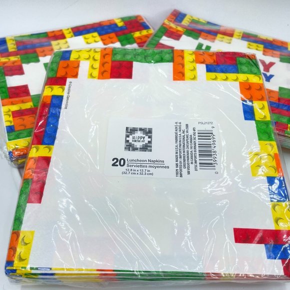 Building Block Birthday Party Lot Table Cover Centerpieces Napkins Loot Bags - Picture 7 of 11